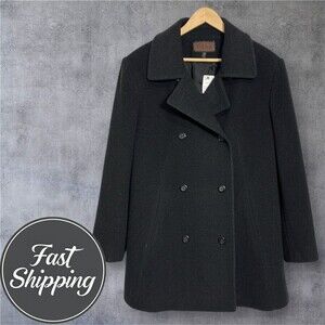 Vintage Womens Peacoat Sz 20 Made In USA Cashmere/Wool Blend Charcoal Gray Coat